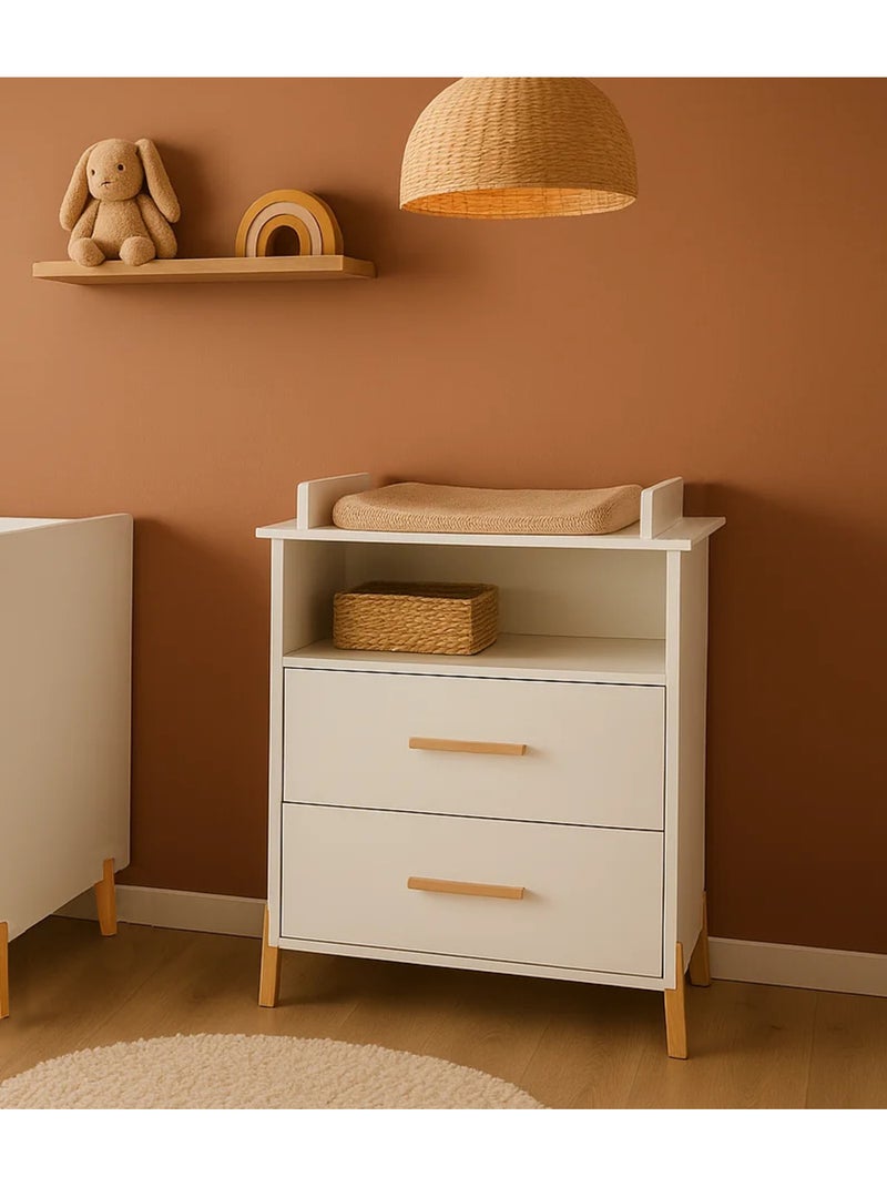 Cassettiera su gambe in legno - BABYPRICE Bianco Marrone - Kiabi