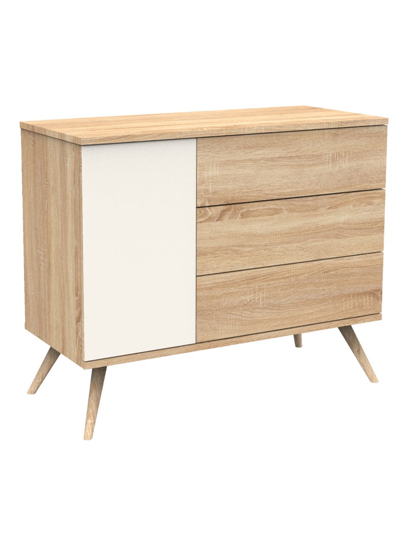 Cassettone a 1 anta e 3 - SAUTHON Marrone/Beige/Nero - Kiabi