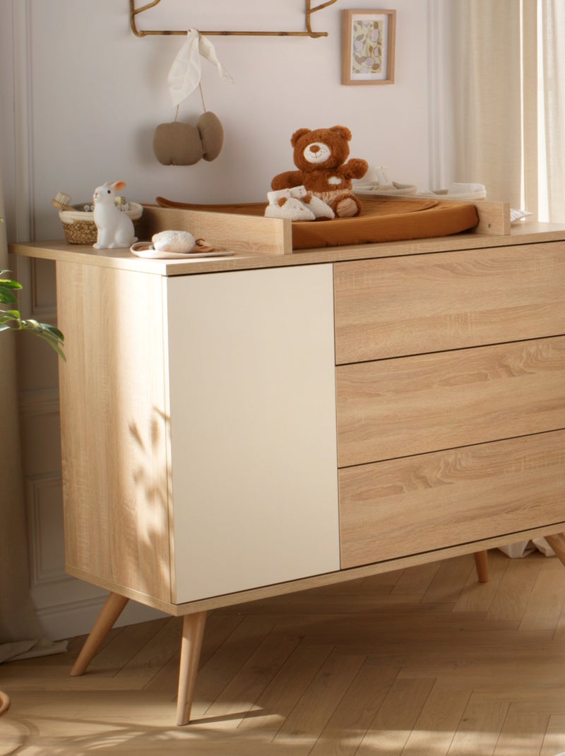 Cassettone a 1 anta e 3 - SAUTHON Marrone/Beige/Nero - Kiabi