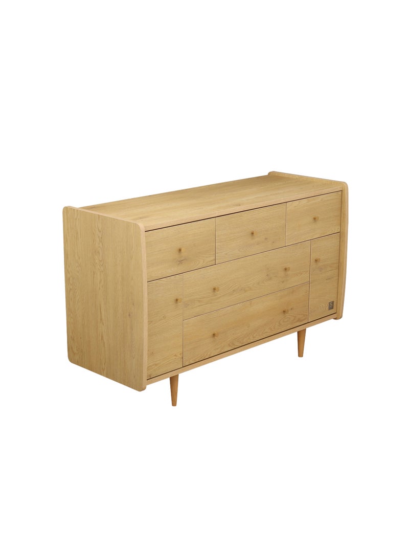 Cassettone a 5 cassetti con 2 ante, decoro in rovere vintage, maniglie - SAUTHON Marrone - Kiabi