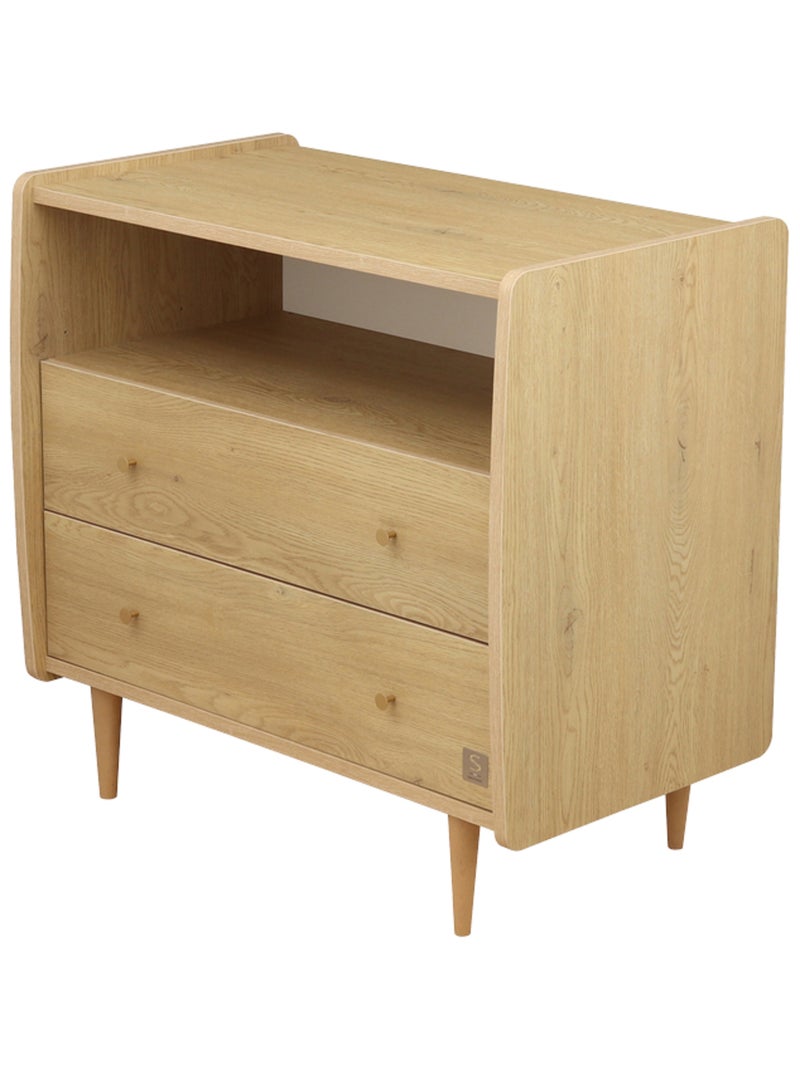 Cassettone con 2 cassetti e 1 nicchia, decoro vintage in rovere, maniglie - SAUTHON Marrone - Kiabi