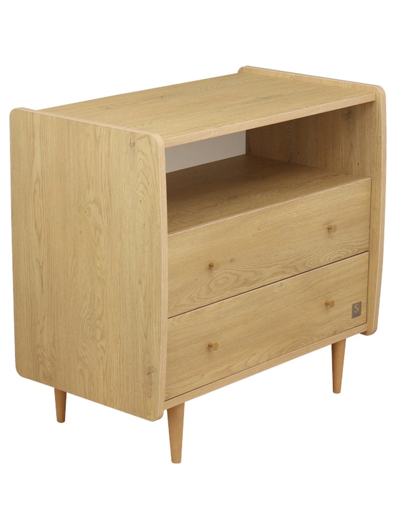 Cassettone con 2 cassetti e 1 nicchia, decoro vintage in rovere, maniglie - SAUTHON Marrone - Kiabi
