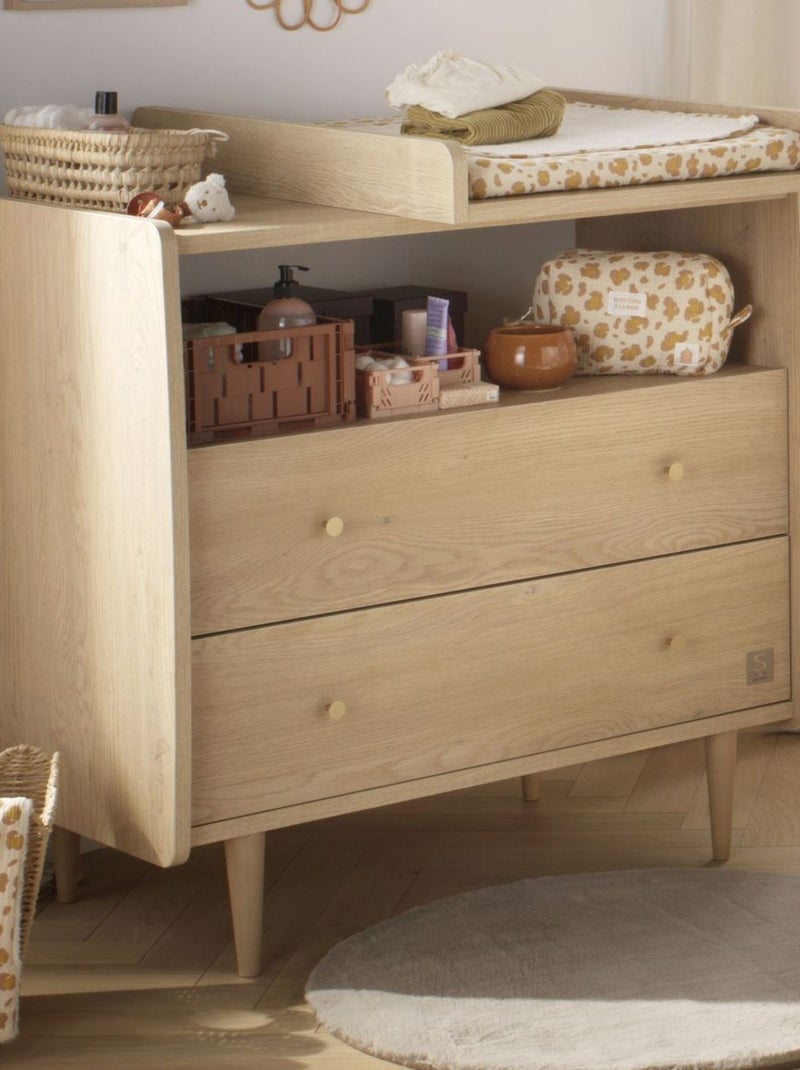 Cassettone con 2 cassetti e 1 nicchia, decoro vintage in rovere, maniglie - SAUTHON Marrone - Kiabi