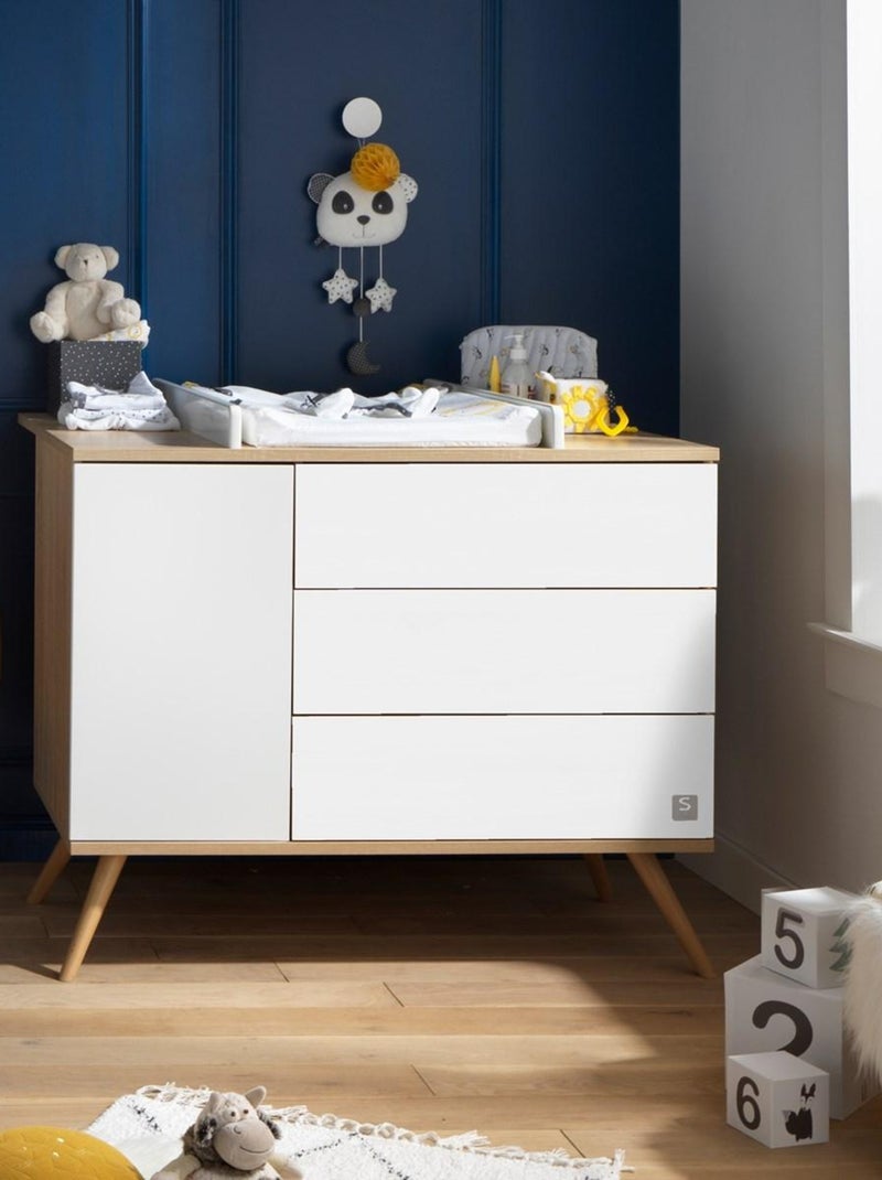 Cassettone in legno a 1 anta e 3 - SAUTHON Bianco - Kiabi