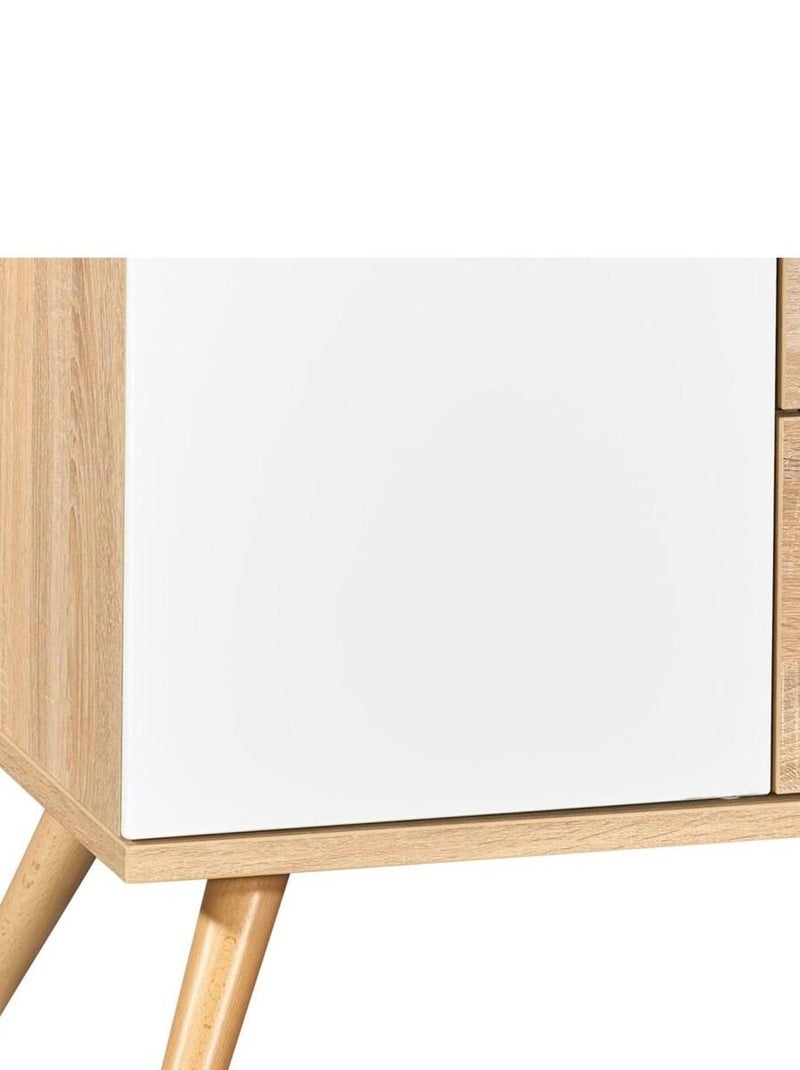 Cassettone in legno a 1 anta e 3 - SAUTHON Bianco Marrone - Kiabi