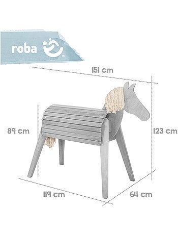 Cavallo da giardino per bambini – legno massello resistente "Roba Outdoor+