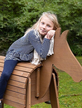 Cavallo da giardino per bambini – legno massello resistente "Roba Outdoor+