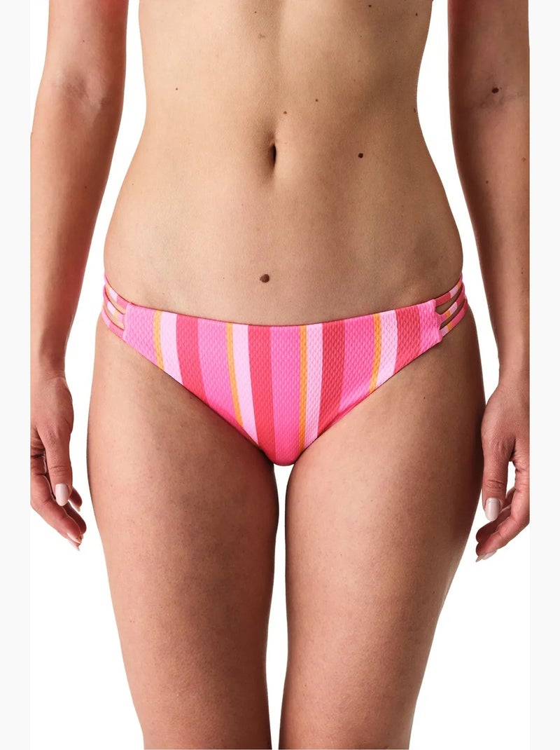 Celinda slip bikini elegante a righe testurato a vita media penti Rosa fluo - Kiabi
