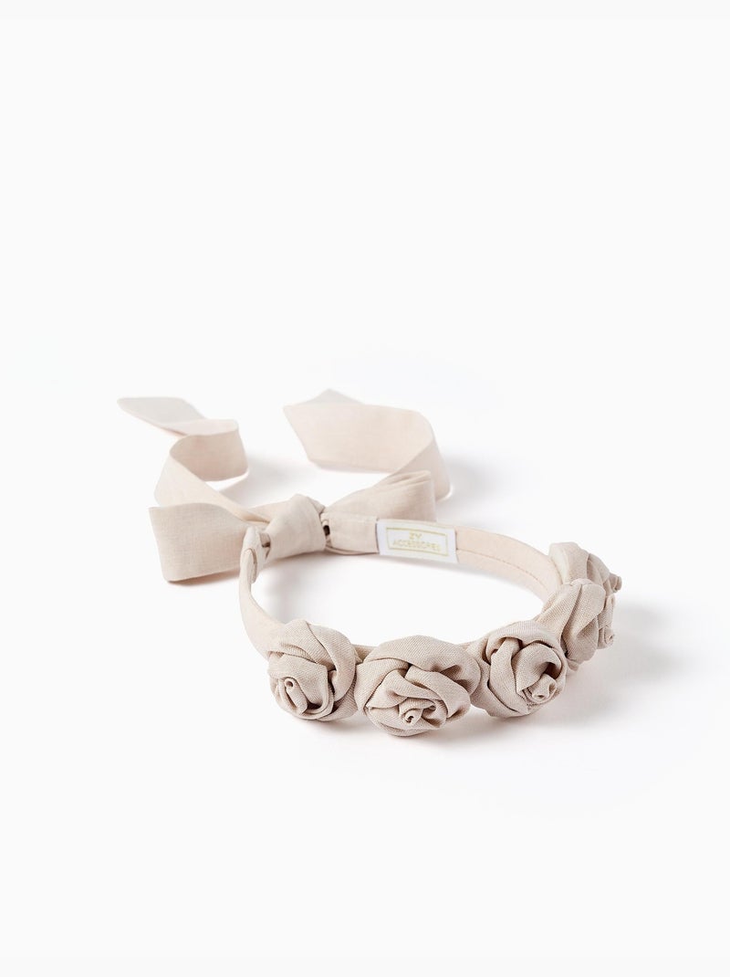 Cerchietto con fiori e lacci Beige - Kiabi
