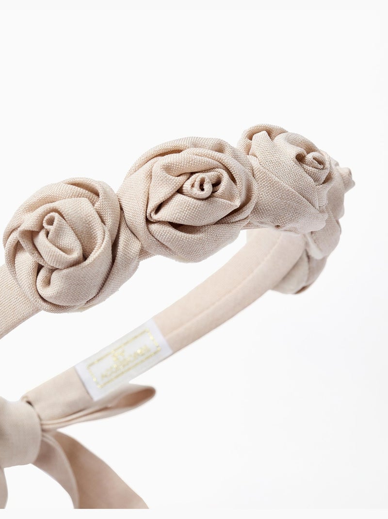 Cerchietto con fiori e lacci Beige - Kiabi