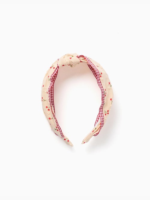 Cerchietto con motivo ciliegia/Vichy e nodo - Kiabi