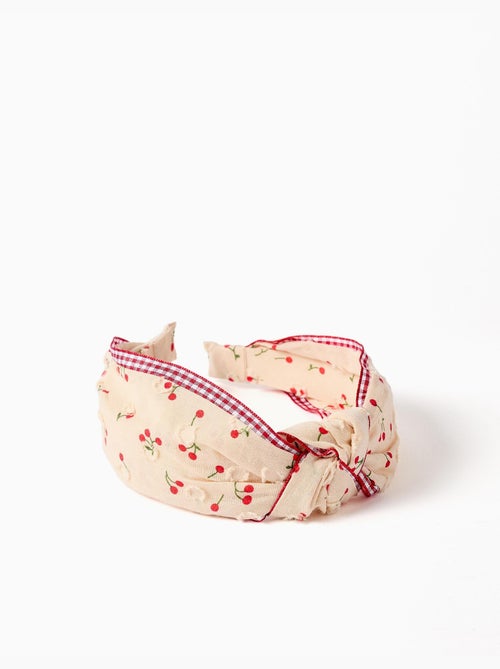 Cerchietto con motivo ciliegia/Vichy e nodo - Kiabi