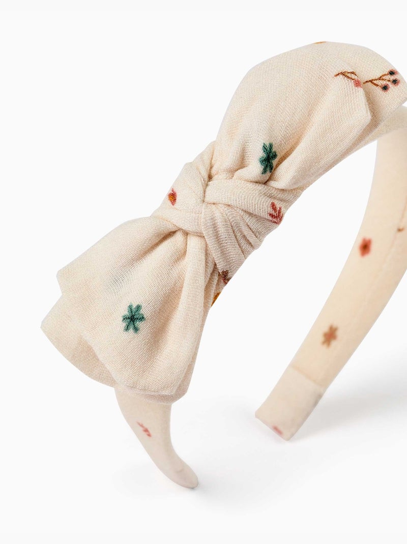 Cerchietto con stampa floreale e fiocco Bianco - Kiabi