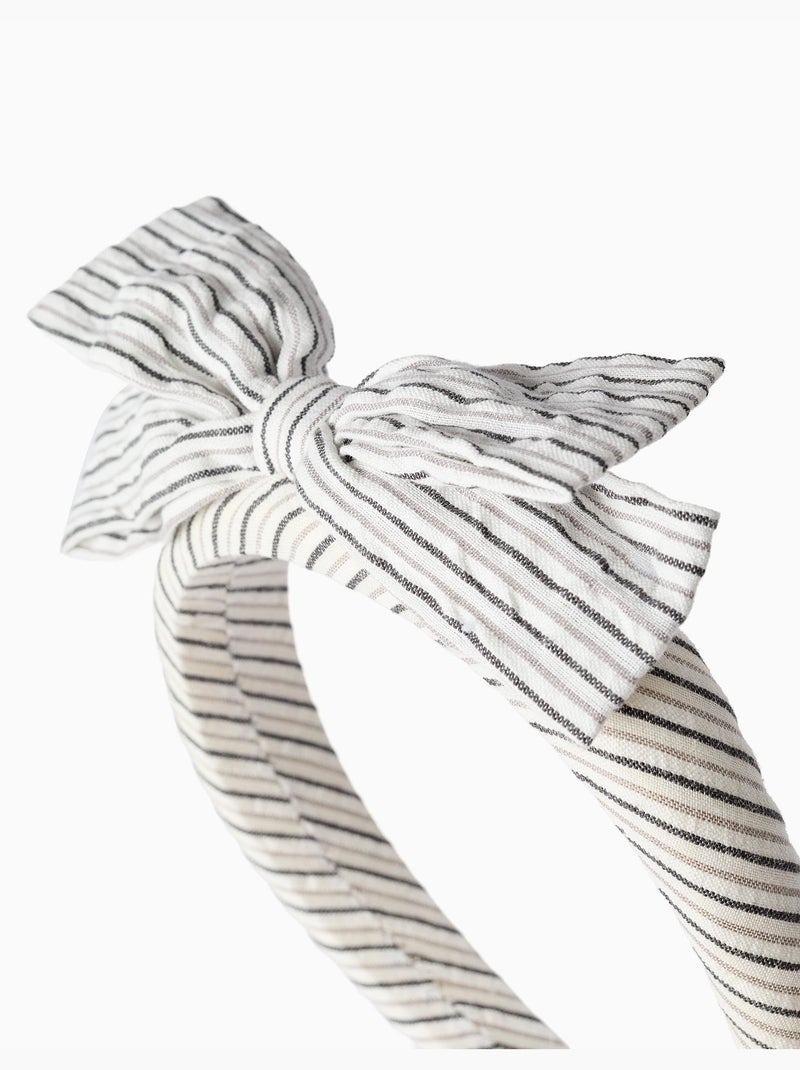 Cerchietto imbottito a righe con fiocco b&s Bianco - Kiabi