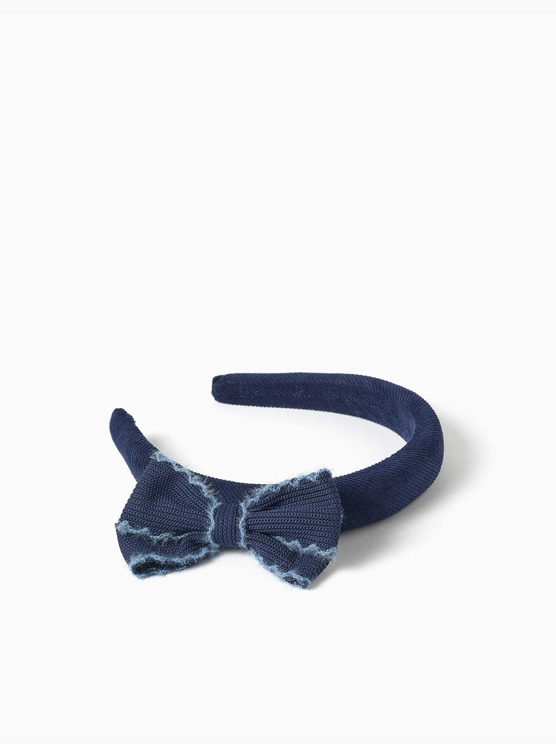 Cerchietto imbottito in velluto con fiocco Blu scuro - Kiabi