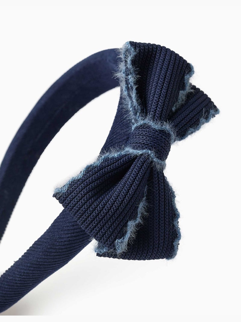 Cerchietto imbottito in velluto con fiocco Blu scuro - Kiabi