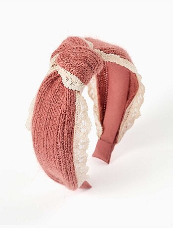 Cerchietto in maglia con bordo all'uncinetto