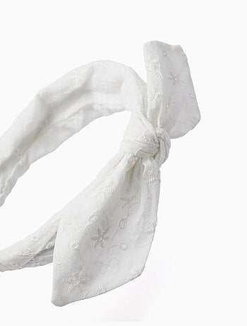 Cerchietto in ricamo inglese con fiocco