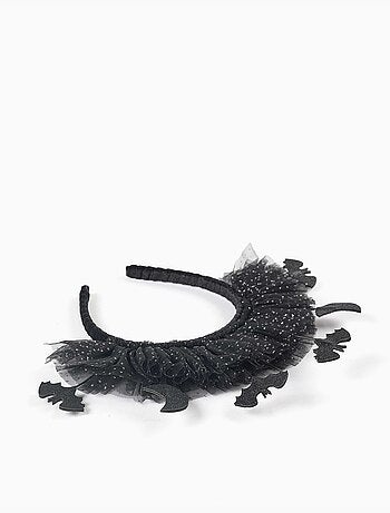 Cerchietto in tulle con lune e pipistrelli