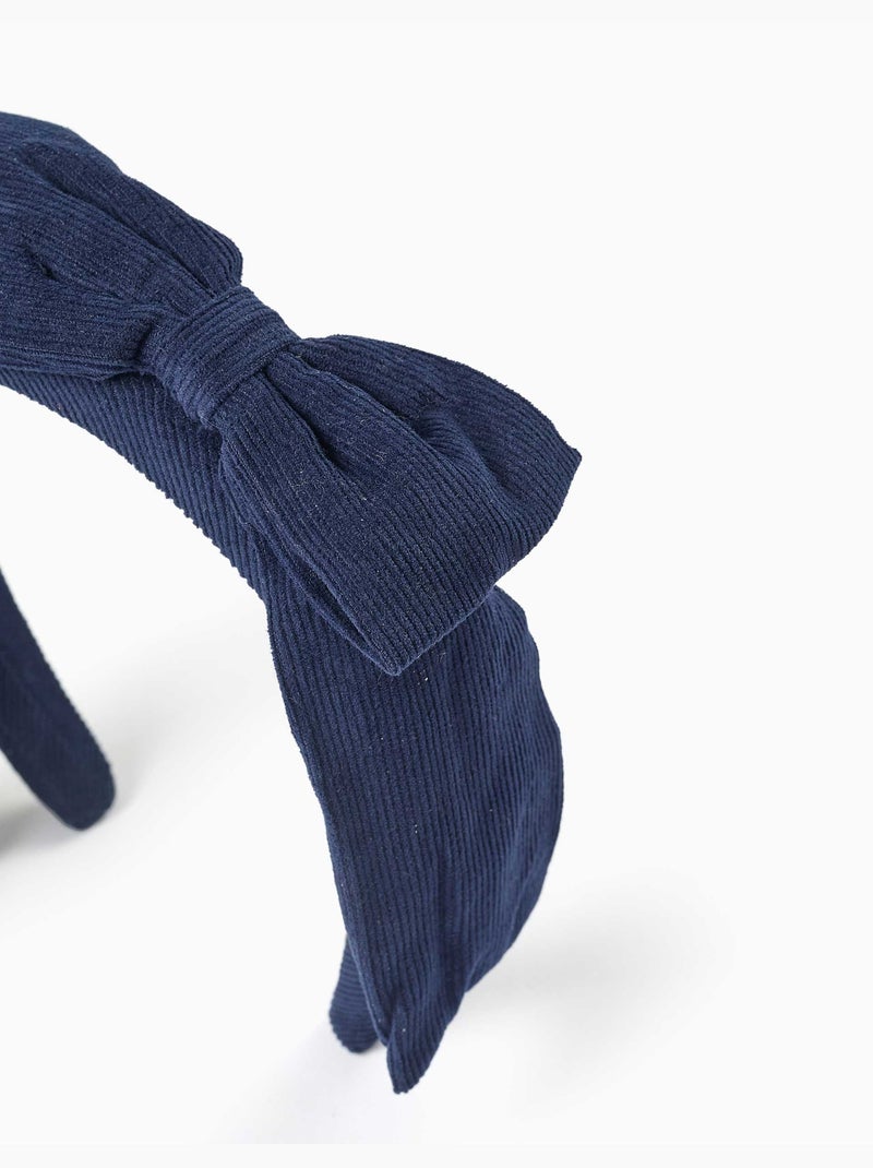 Cerchietto in velluto a coste con fiocco sopra Blu scuro - Kiabi