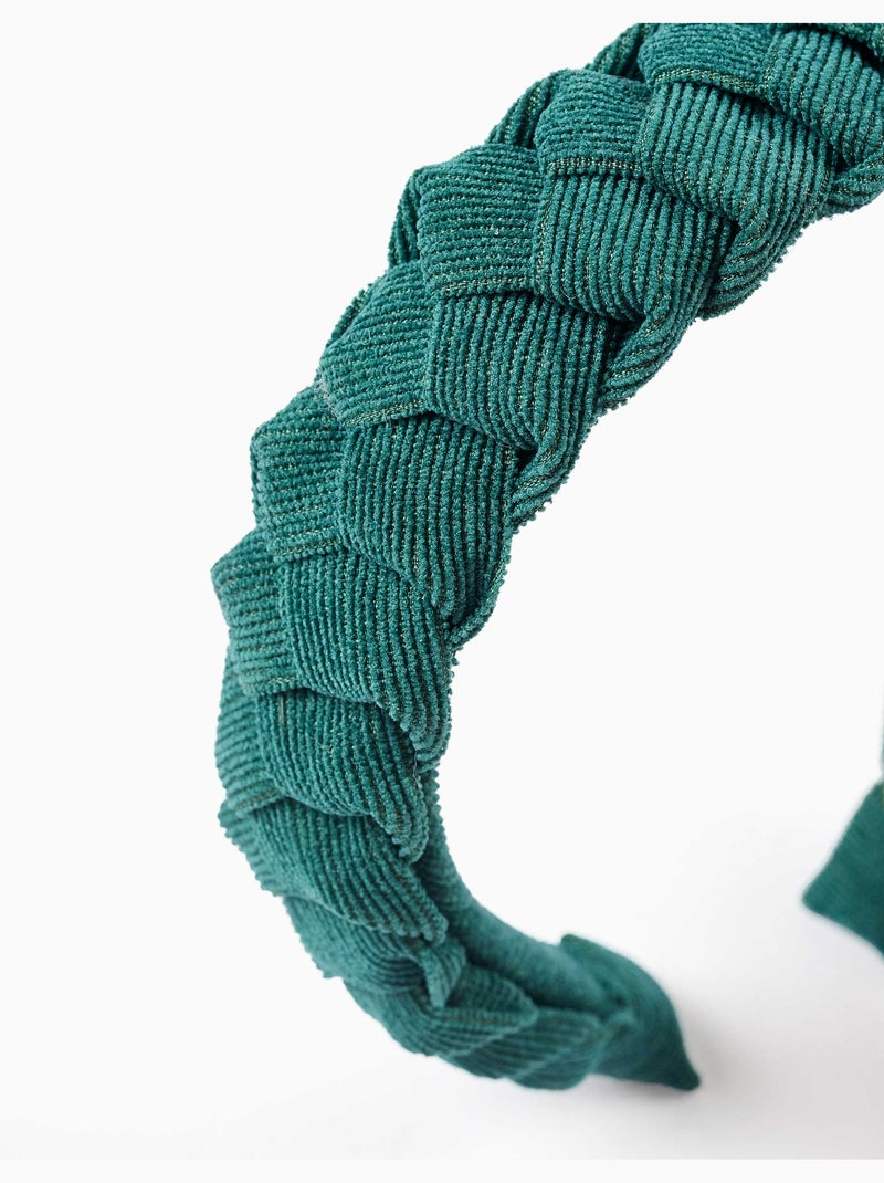 Cerchietto in velluto a coste intrecciato Verde scuro - Kiabi
