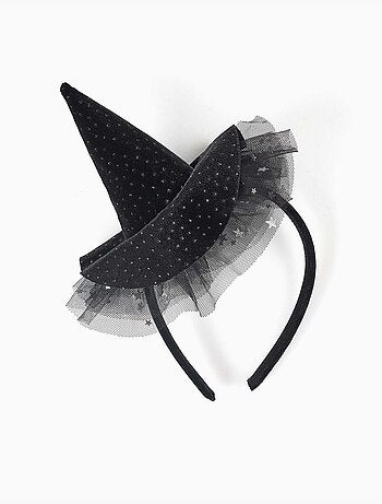 Cerchietto in velluto con cappello da strega