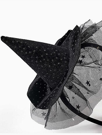 Cerchietto in velluto con cappello da strega