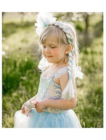 Cerchietto regina dei ghiacci con treccia accessorio costume bambini - Great Pretenders