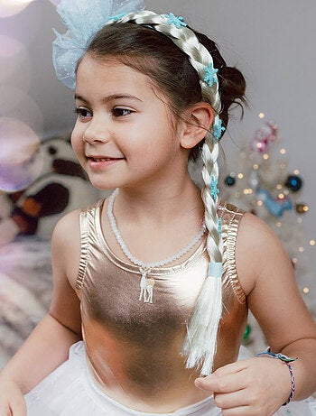 Cerchietto regina dei ghiacci con treccia accessorio costume bambini - Great Pretenders