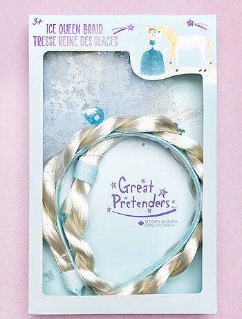 Cerchietto regina dei ghiacci con treccia accessorio costume bambini | Great Pretenders