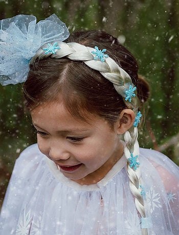 Cerchietto regina dei ghiacci con treccia accessorio costume bambini | Great Pretenders