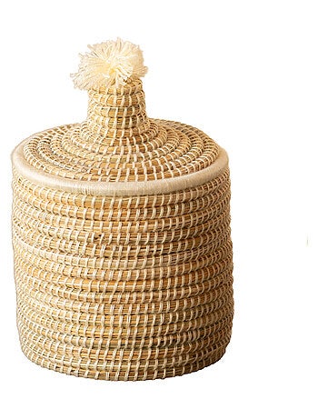 Cestino con coperchio in lana