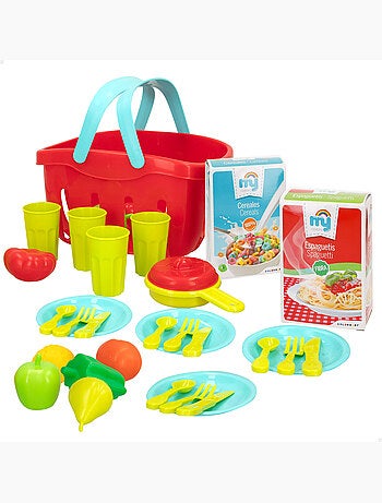 Cestino giocattolo per cibo e utensili da cucina my home colors da 33 pezzi
