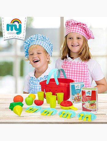 Cestino giocattolo per cibo e utensili da cucina my home colors da 33 pezzi