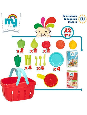 Cestino giocattolo per cibo e utensili da cucina my home colors da 33 pezzi