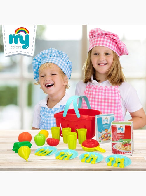 Cestino giocattolo per cibo e utensili da cucina my home colors da 33 pezzi - Kiabi Cestino giocattolo per cibo e utensili da cucina my home colors da 33 pezzi - Kiabi