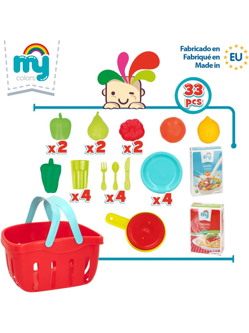 Cestino giocattolo per cibo e utensili da cucina my home colors da 33 pezzi N/D - Kiabi