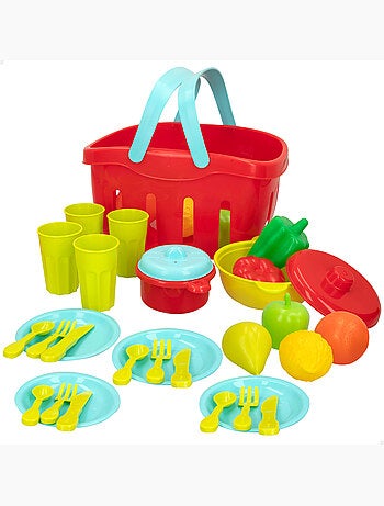 Cestino per alimenti e stoviglie giocattolo da 36 pezzi my home colors