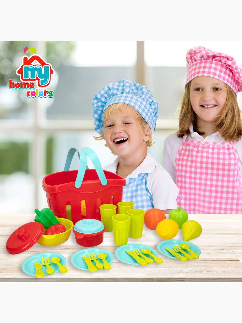 Cestino per alimenti e stoviglie giocattolo da 36 pezzi my home colors N/D - Kiabi