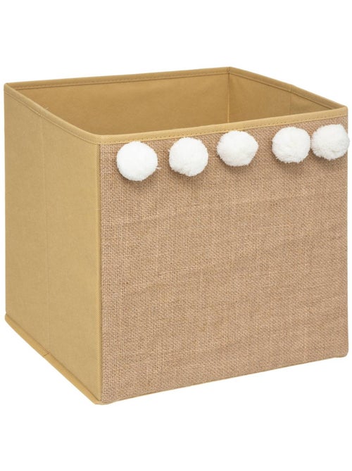 Cestino per bambini con pompon in juta 29x29cm - Kiabi
