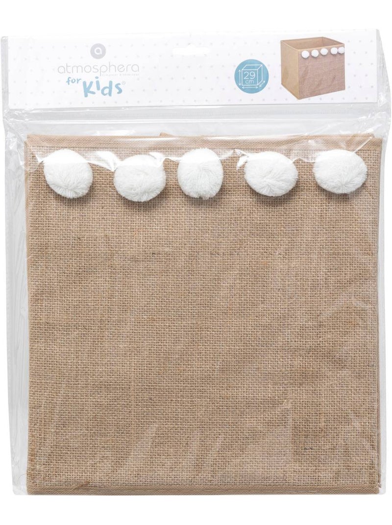 Cestino per bambini con pompon in juta 29x29cm Marrone caramello - Kiabi