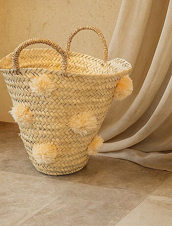 Cestino portaoggetti con nappe