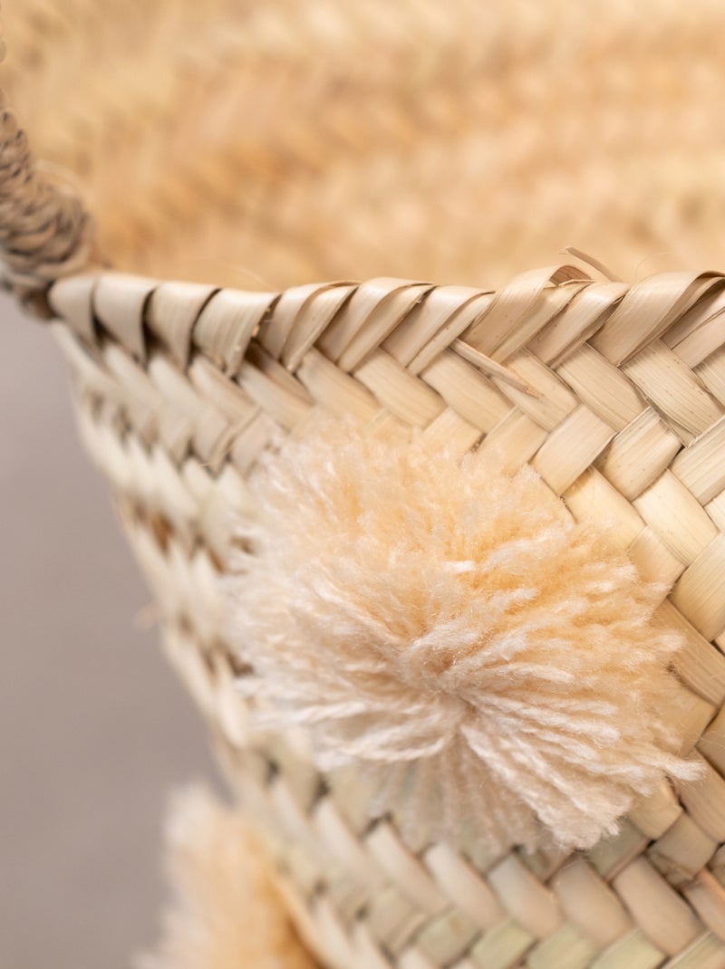 Cestino portaoggetti con nappe Beige - Kiabi