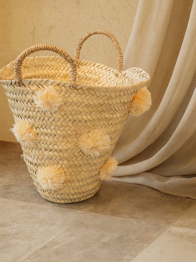 Cestino portaoggetti con nappe Beige - Kiabi