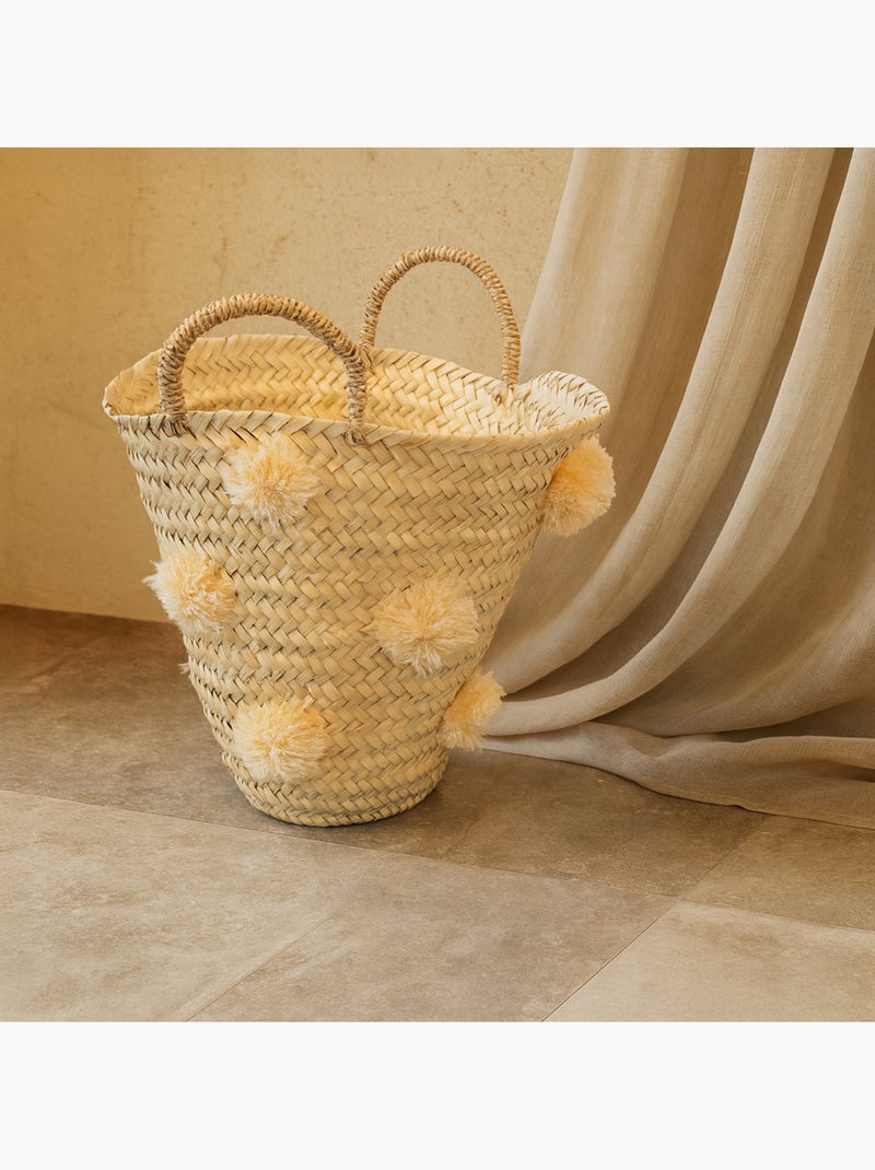 Cestino portaoggetti con nappe Beige - Kiabi