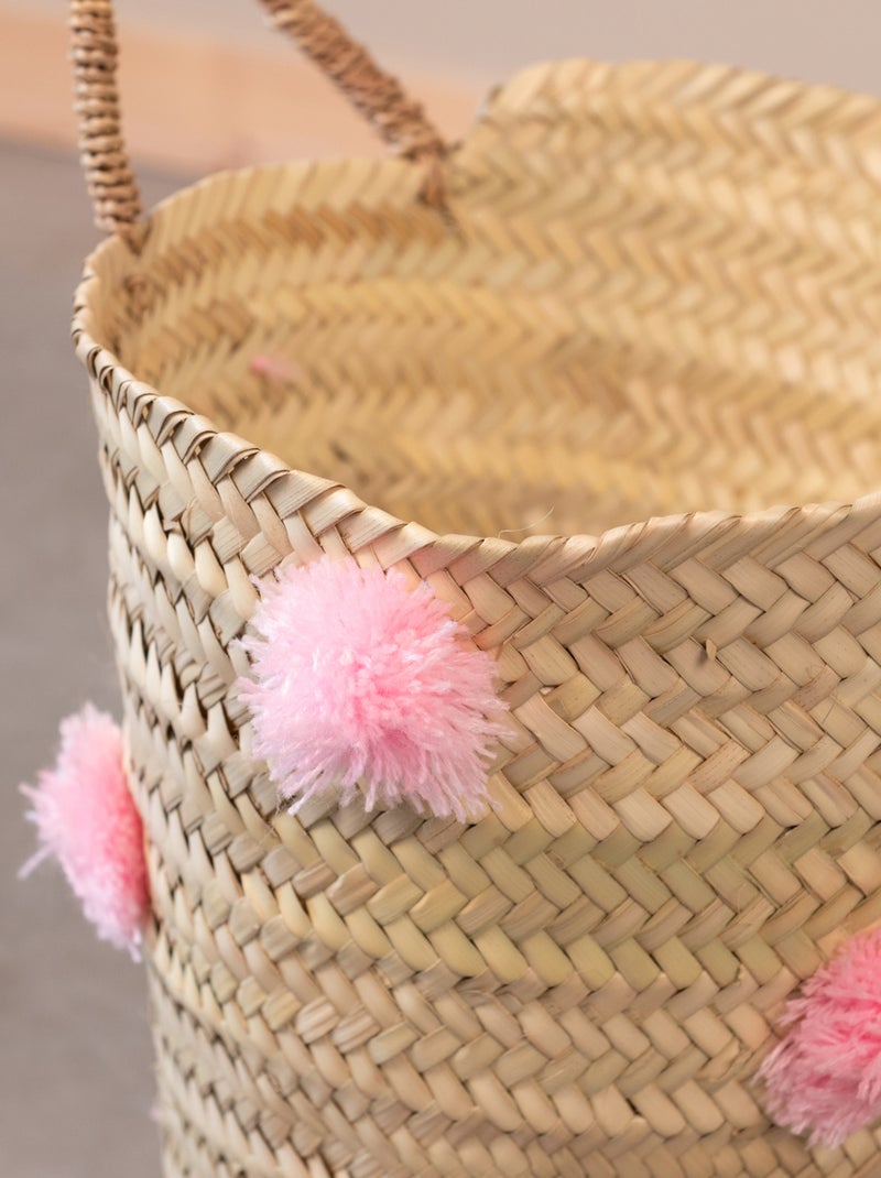 Cestino portaoggetti con nappe Rosa - Kiabi