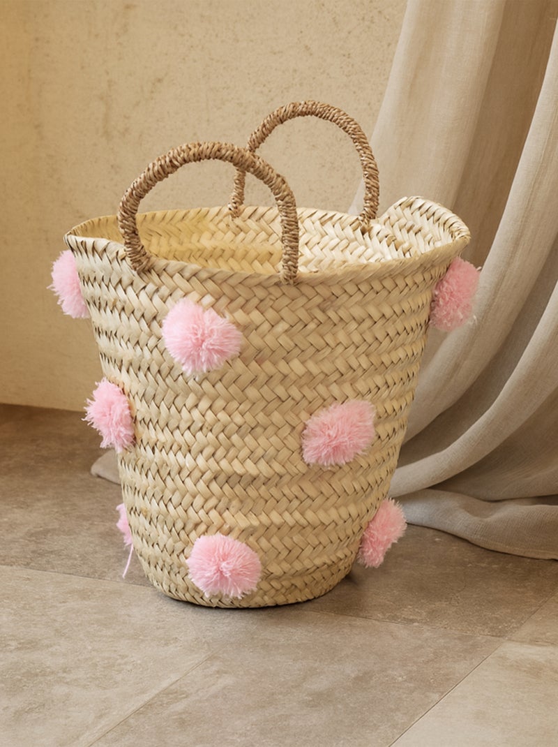 Cestino portaoggetti con nappe Rosa - Kiabi