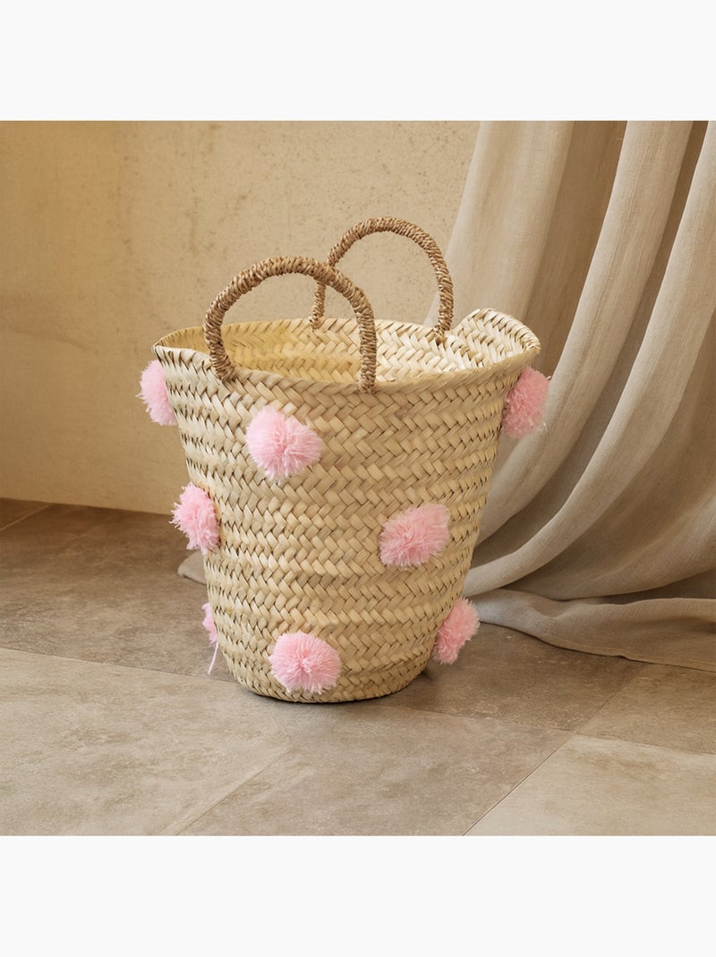 Cestino portaoggetti con nappe Rosa - Kiabi