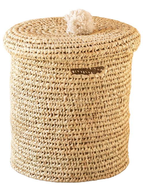 Cesto portabiancheria traforato con coperchio a pompon - Kiabi