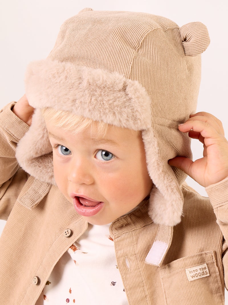 Chapka foderata con orecchie fantasiose sulla parte superiore Beige - Kiabi